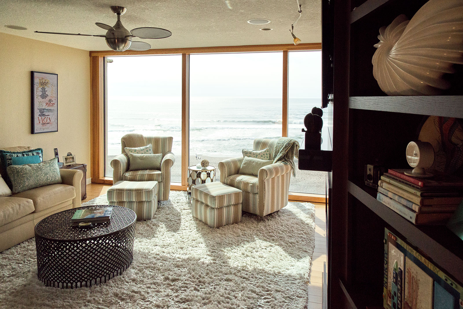 A modern, coastal living room condo renovation and interior design project. Rebecca Olsen Designs, Salem, OR