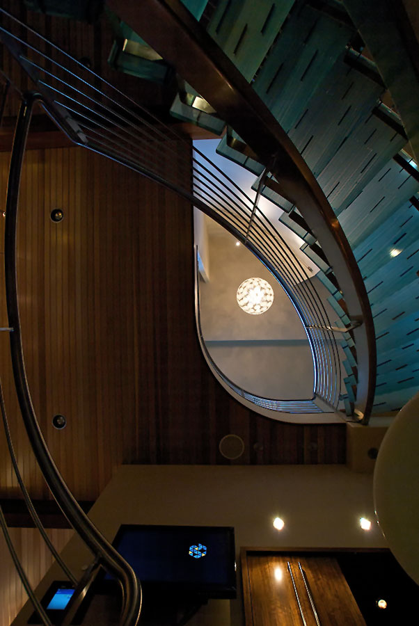 Custom staircase design in a modern home remodel and design. Rebecca Olsen Designs, Salem, OR