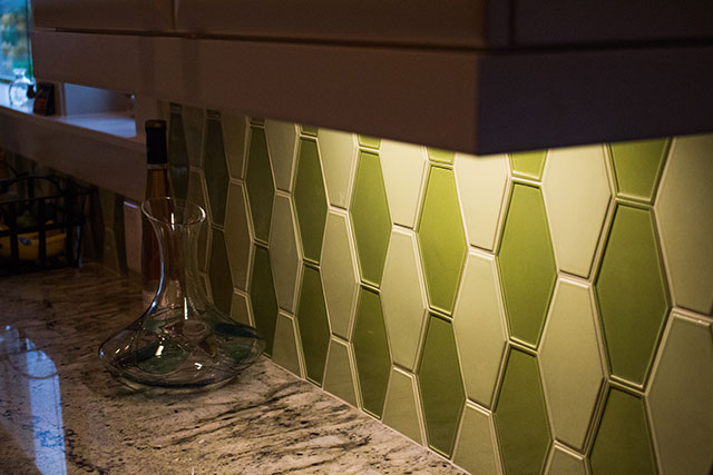 Anne Sacks custom tile in new kitchen design. Interior Designer Salem OR - Rebecca Olsen Design