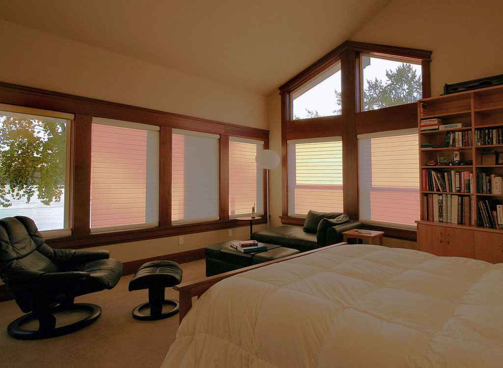 Custom master suite design in a modern coastal home remodel. Rebecca Olsen Designs, Salem, OR