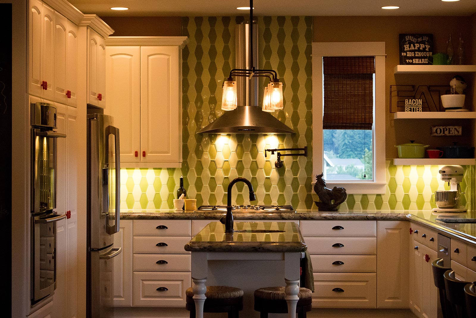 Colorful eclectic kitchen design. Interior Designer Salem OR - Rebecca Olsen Design Firm