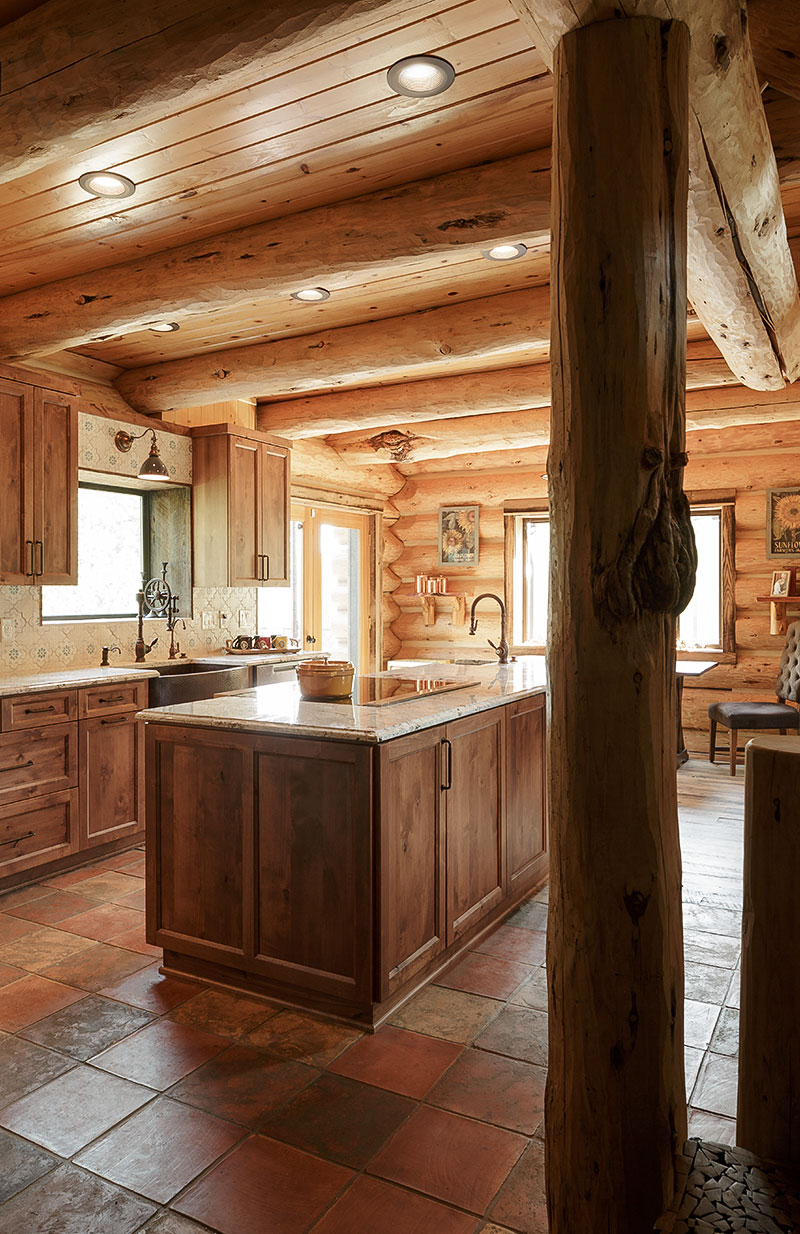 Kitchen Design Charming Log Cabin
